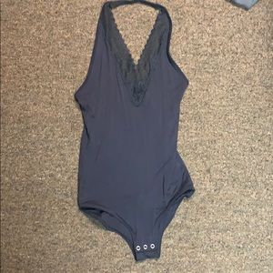 charcoal backless lace body suit